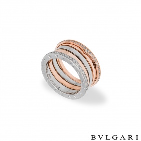 Bvlgari Rose & White Gold Diamond Labyrinth B.Zero1 Ring 355073